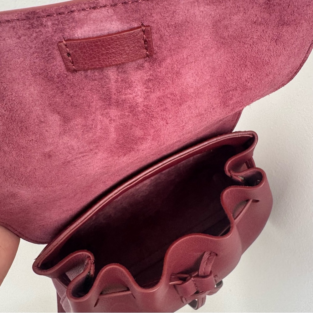 Mansur Gavriel | 100% Italian Calf Leather Mini Soft Lady Bag Deep Burgundy Red - Picture 3 of 6
